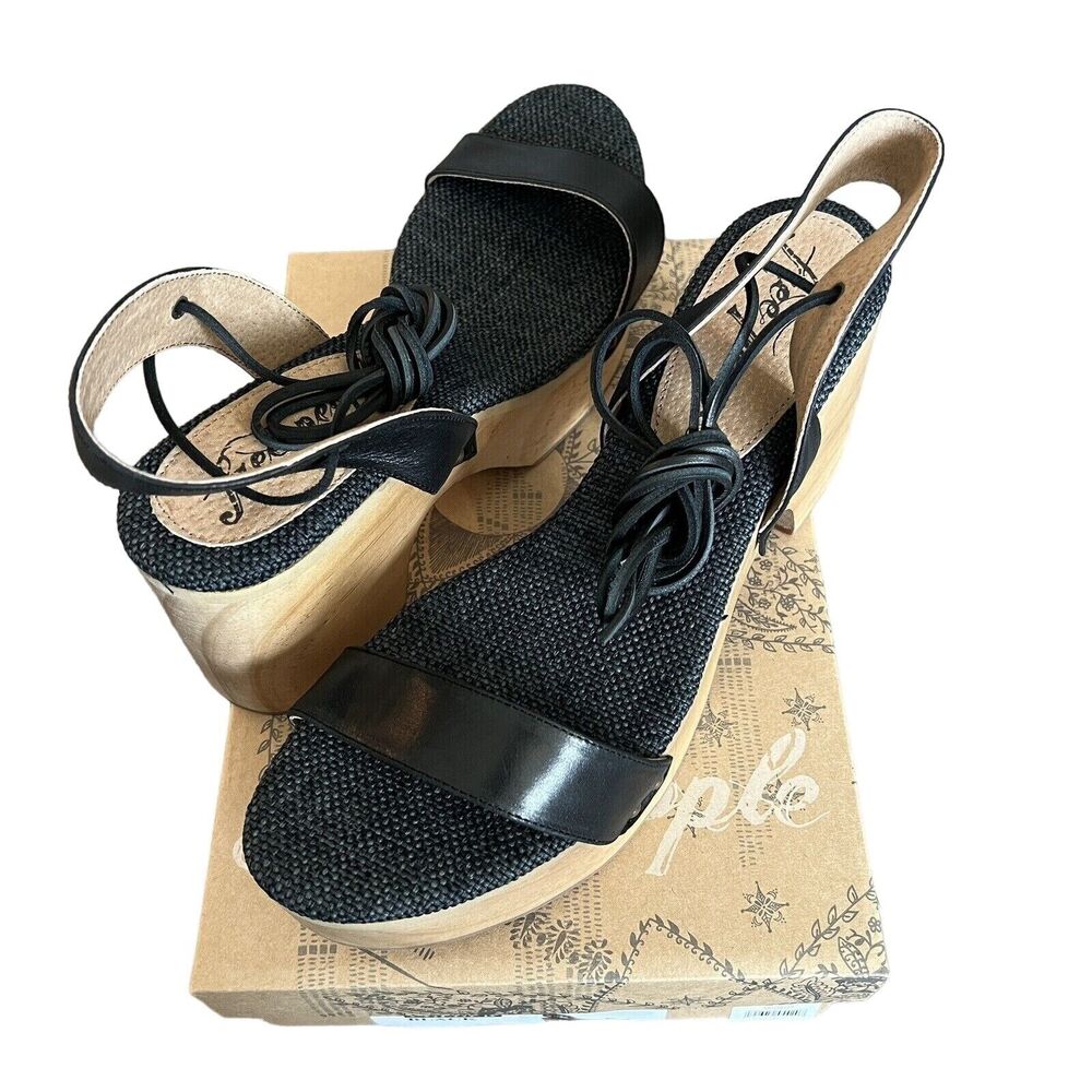 Free People Aurora Wrap Clog Platform Sandals Womens Size 11 Black